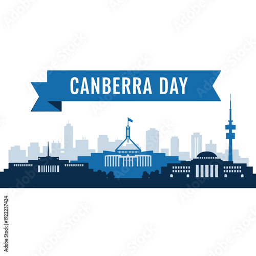 Canberra day celebration with a silhouette of the city skyline
