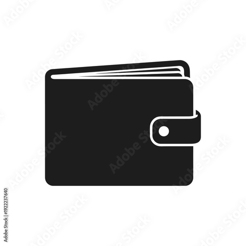 Simple black and white icon of a closed leather wallet