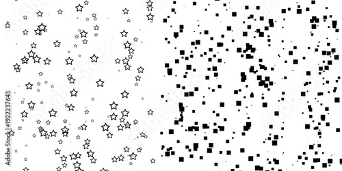 Abstract grunge background with black ink drops, paint splashes, and a vector alphabet pattern illustration featuring silhouette numbers and texture