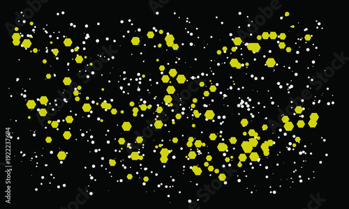 A magic motion animation of gold stars and stripes glowing on a black space background with sparkling light particles and vector heart shapes for a celebration