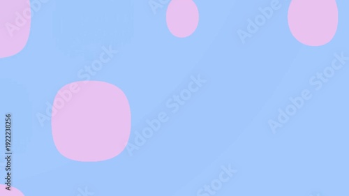 A serene and calming abstract animation features soft, pastel pink, organically rounded shapes gracefully moving across a gentle light blue background. The minimalist design evokes a sense of tranquil