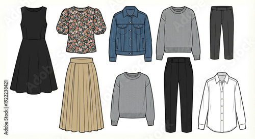 Vector Fashion Illustrations A Collection of Women's Clothing Flats for Design Projects, Style Guides, and Apparel Concepts