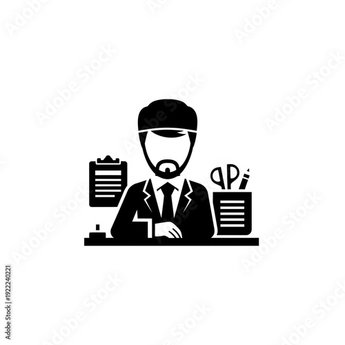 Blind Businessman at Desk