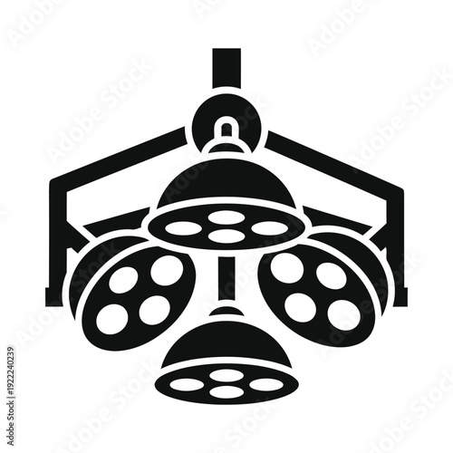 Black silhouette of a chandelier with multiple lights, ui elements