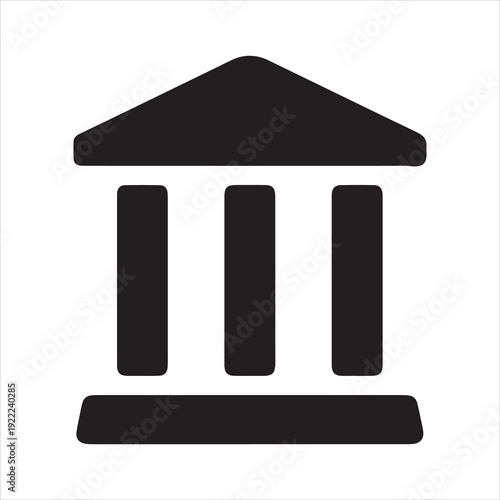 bank icon. Museum icon vector illustration. Museum sign minimal style design. Bank building symbol.