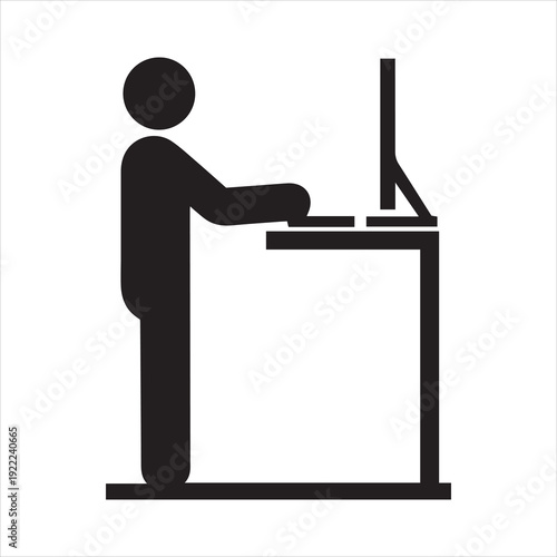 Man Working at Standing Desk Icon
