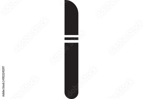 Knife simple black silhouette icon with short blade and handle, minimalist flat pictogram isolated on white background for kitchen tool, cutlery, cooking app UI