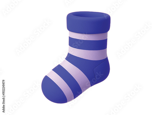 Blue sock with red polka dots, a cozy and adorable children's apparel item.