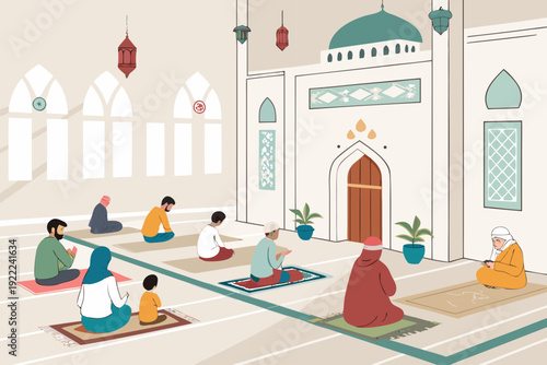 Vibrant Diverse Muslim Community Mosque Inclusive Wor Premium Digital Asset