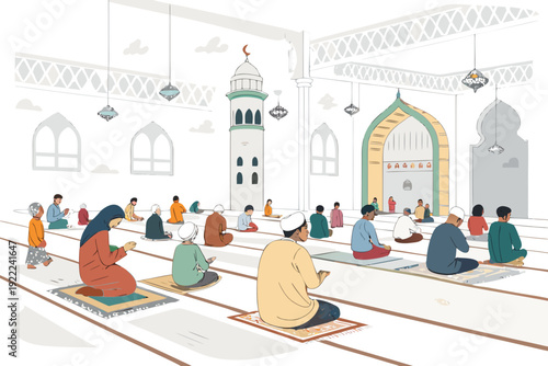 Crisp Diverse Muslim Community Mosque Inclusive Wor Premium Digital Asset