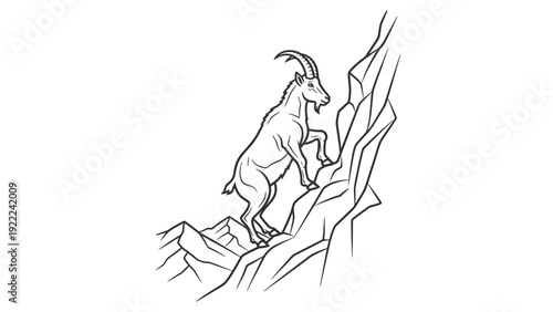 Mountain Goat on Rocky Cliff vector illustration