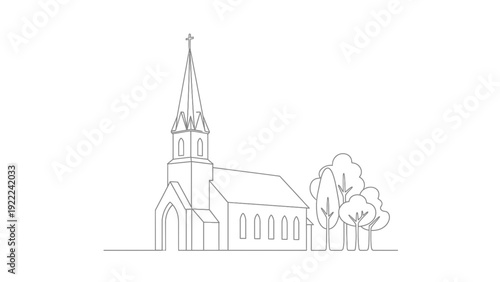 Simple Church Outline vector illustration