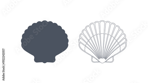 Scallop Shell Icons vector illustration