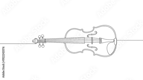 Simple Line Drawing of Violin vector illustration