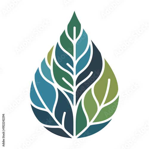 colorful vector illustration of leaf shaped water drop symbolizing sustainability environmental protection eco friendly living natural resources and green energy