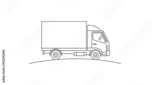 Simple Line Art Delivery Truck
