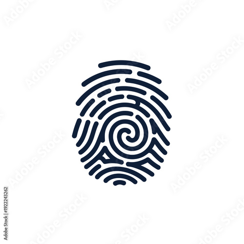 Modern Abstract Fingerprint Icon in Blue and Black Gradient
