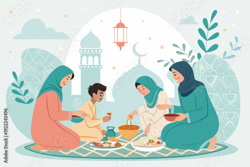 Elegant Ramadan Unity And Harmony Muslim People Soft High-Quality Stock Image