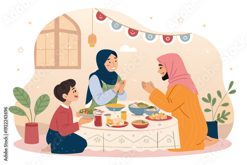 Dynamic Togetherness Muslim Community Ramadan Warm Premium Digital Asset