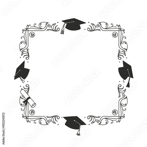 Graduation Frame with Mortarboards