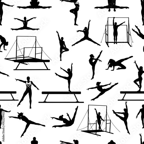 Gymnasts in Action Silhouettes