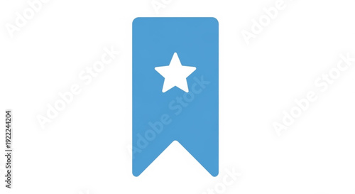 Blue ribbon banner with white star symbol on clean white background for award or recognition