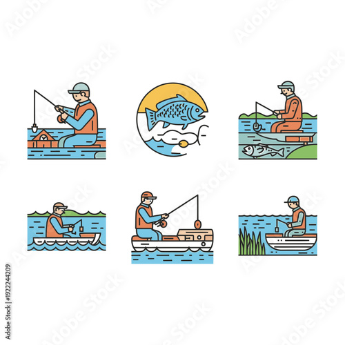 Fishing Icons Set