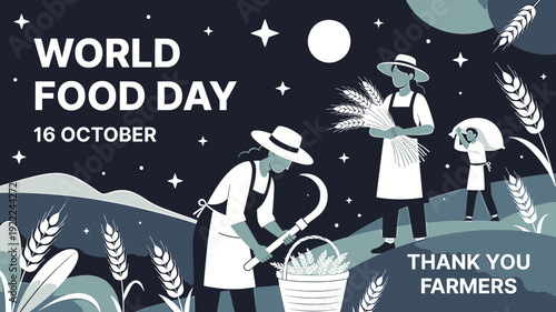 World Food Day Tribute to Farmers vector illustration