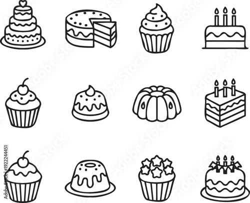 A collection of various sweet desserts and cakes