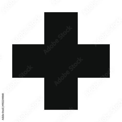 Black medical cross symbol on isolated, ui elements
