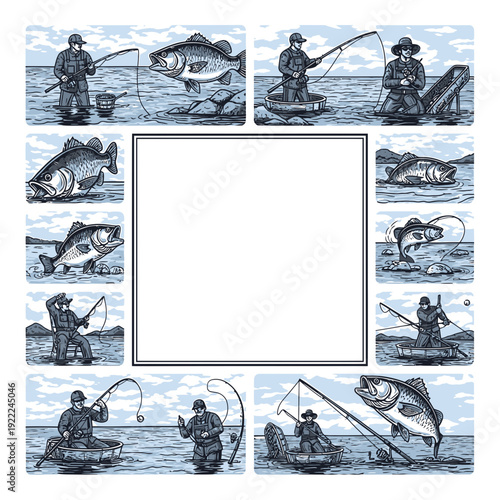 Fishing Scenes Collage Template