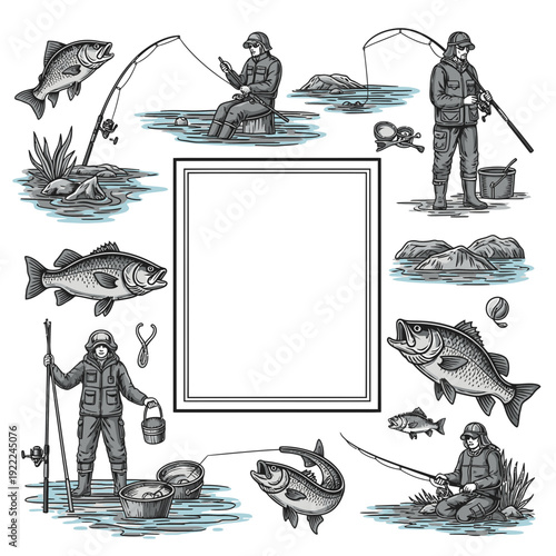 Fishing Scenes Collage
