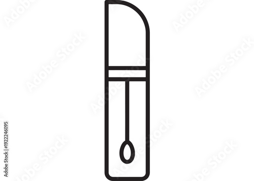 Test tube icon with laboratory glassware outline, simple black line symbol for science experiment, chemistry research, medical analysis, education infographic