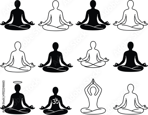 Yoga Icon People meditating or practicing yoga