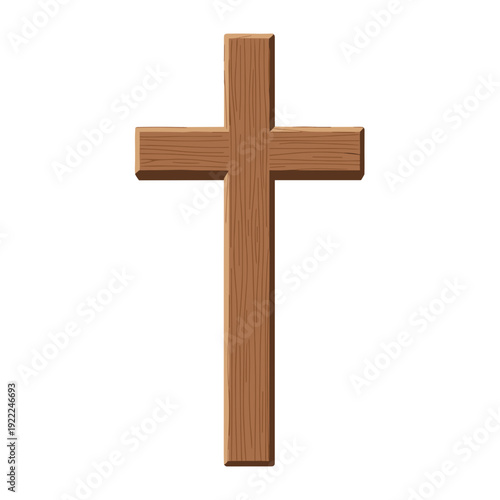Centered Brown Wooden Cross Symbol for Religious Branding