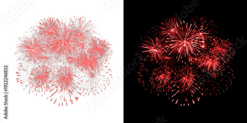 Photos Red fireworks explosion collection on transparent and black backdrop