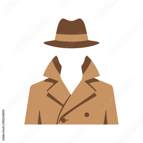 Invisible Man Concept Silhouette with Hat and Trench Coat