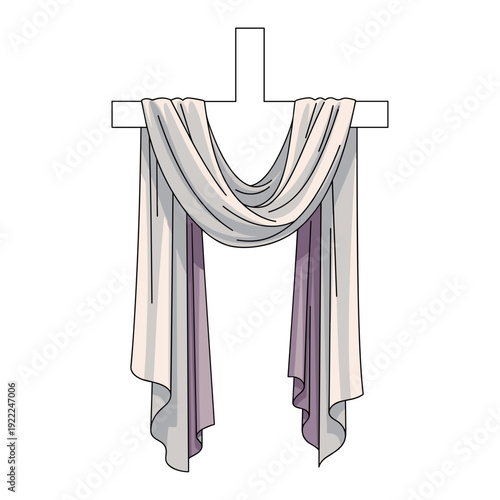 Christian Cross with White Shroud Representing the Resurrection