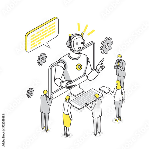 AIと一緒に業務改善を検討するビジネスチーム