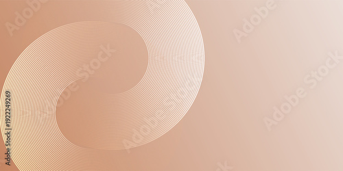 Abstract rose gold spiral background with minimalist circular lines eps10