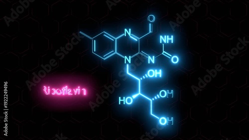 Wallpaper Mural Riboflavin structural formula, vitamin B2. Nutrition skin care. Beauty and health concept. Neon glowing. Torontodigital.ca