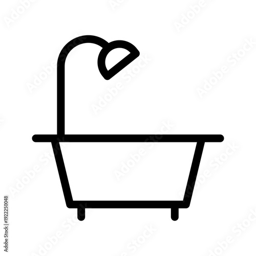 Modern Bathtub with Shower Head Collection: Professional Bathroom Interior and Plumbing Symbols