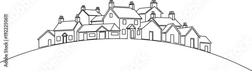 A Line of Various Houses on a Hillside line residential buildings roofs