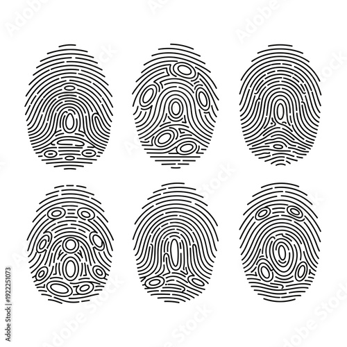 Set of Six Large Detailed Human Fingerprint Textures
