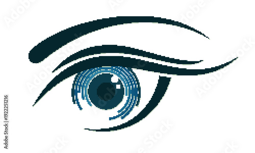Pixel symbol of blue female eye.