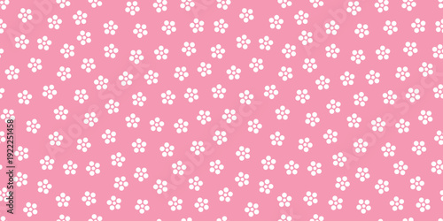 桜の和風伝統文様シームレスパターン ピンク背景の春の和柄　Seamless Sakura Japanese Traditional Pattern on Pink Background

