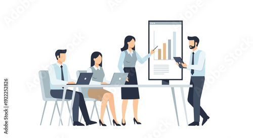 business people in front of a whiteboard