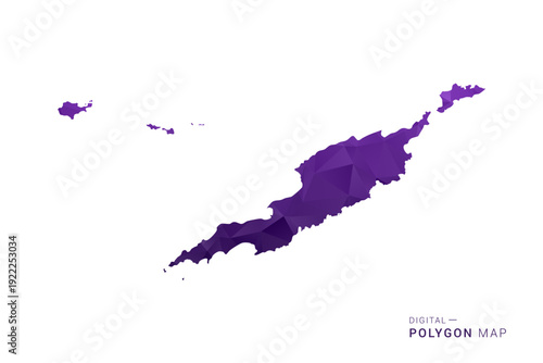 Anguilla Map - Polygon Style Vector Illustration in Deep Purple Gradient, Low Poly Geometric Design, Isolated on White Background for Infographics and Digital Use.