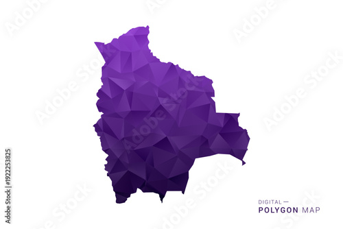 Bolivia Map - Polygon Style Vector Illustration in Deep Purple Gradient, Low Poly Geometric Design, Isolated on White Background for Infographics and Digital Use.