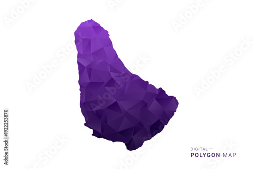 Barbados Map - Polygon Style Vector Illustration in Deep Purple Gradient, Low Poly Geometric Design, Isolated on White Background for Infographics and Digital Use.